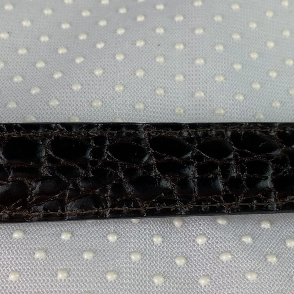 Womens Waist Belt M/L 32 Black or Brown Leather Silver Gold Tone Trim 3/4